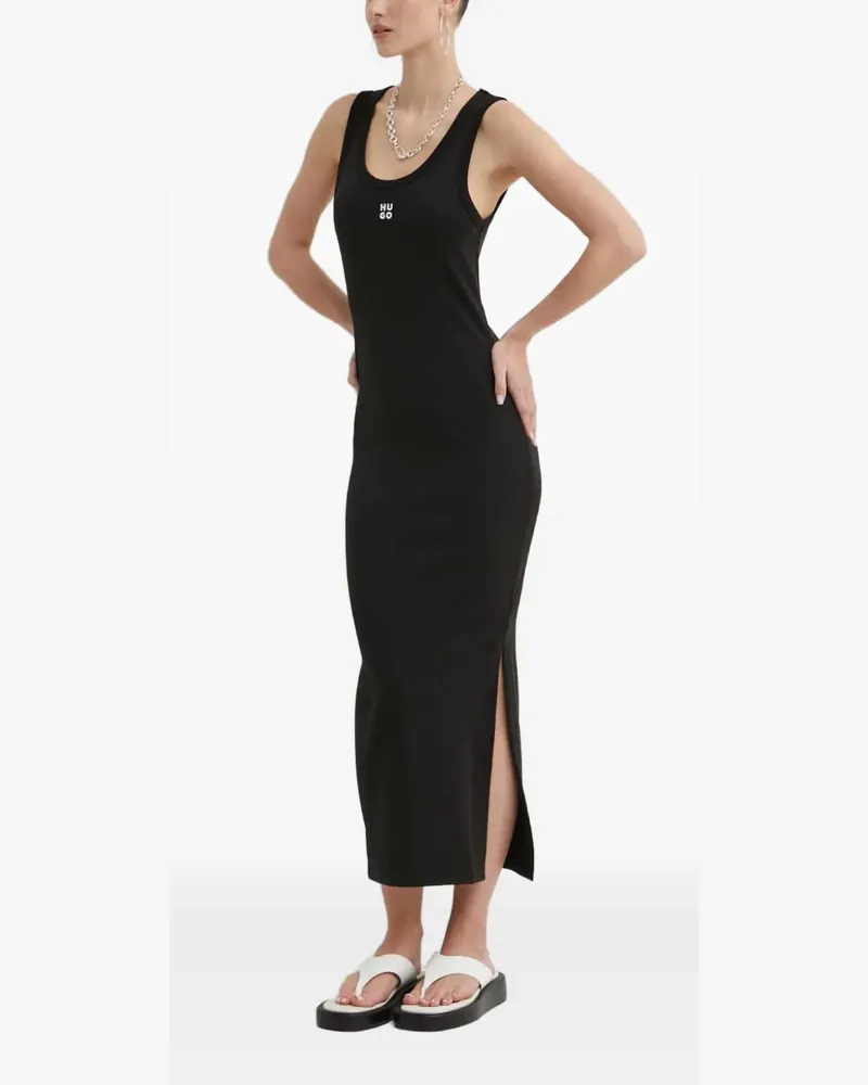 HUGO BOSS side-slit midi dress - Schwarz Schwarz