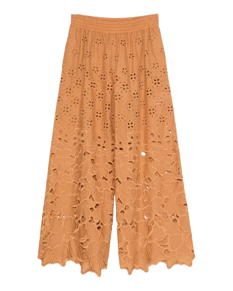 Ermanno Scervino broderie-anglaise floral-cut-out trousers - Braun Braun