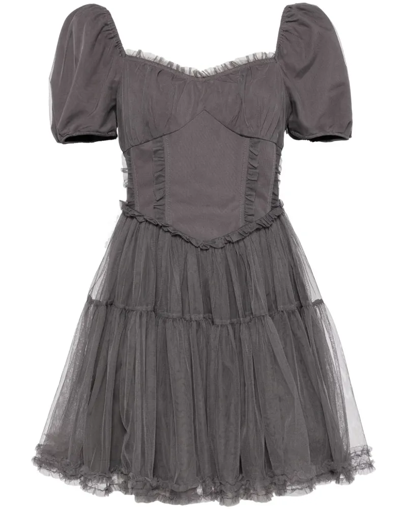 b+ab Minikleid mit Rüschen - Grau Grau