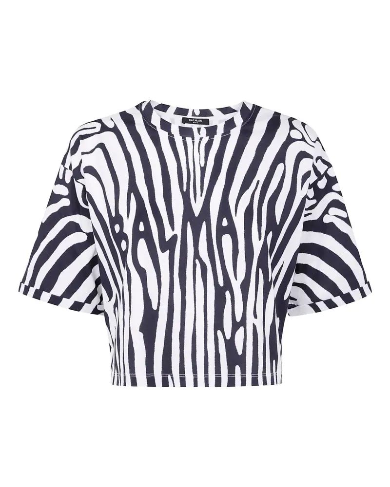 Balmain T-Shirt mit Zebra-Print - Weiß Weiß