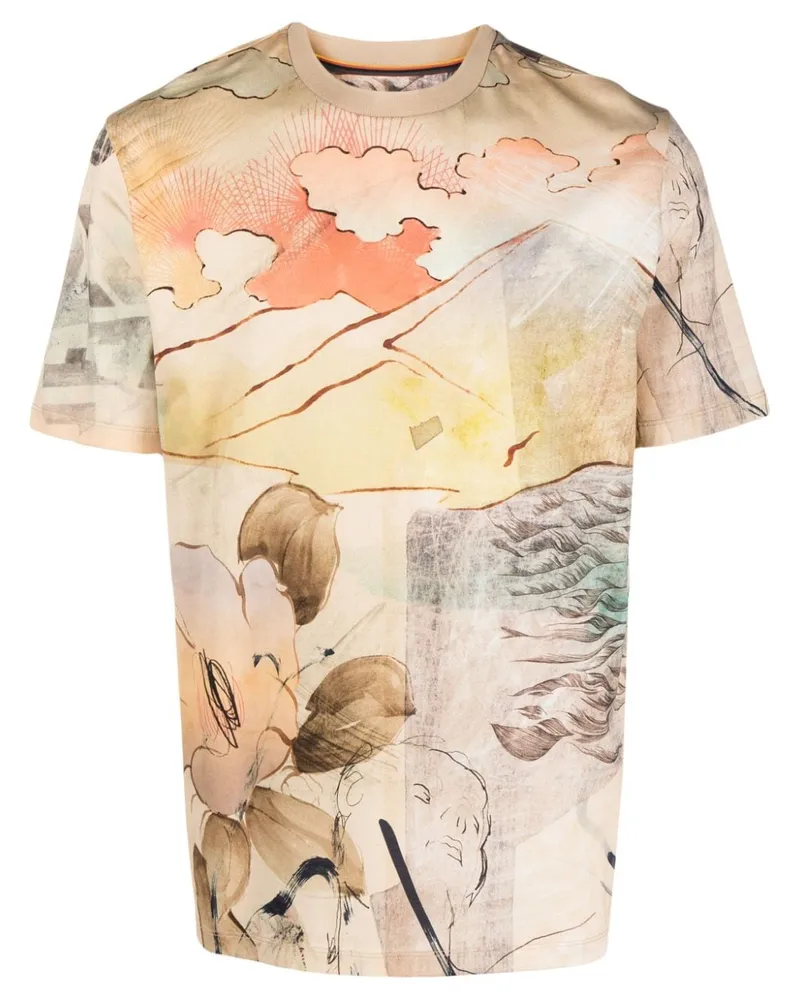 Paul Smith T-Shirt mit Illustrations-Print Nude