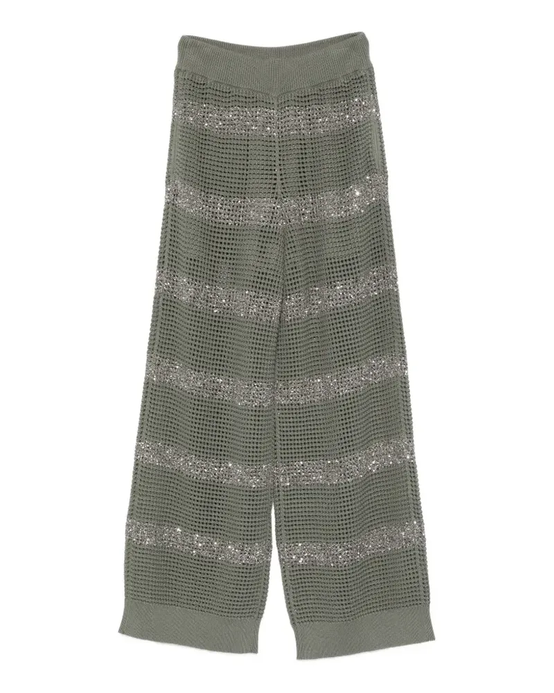 Brunello Cucinelli sequin striped trousers - Grün Grün