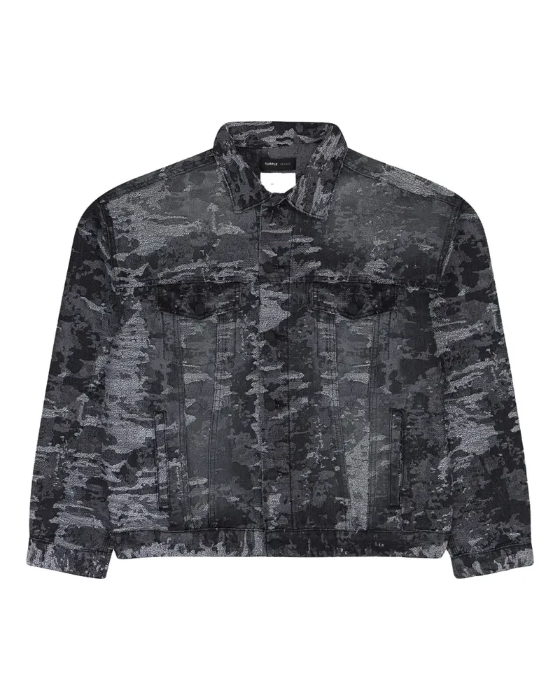 PURPLE BRAND STADIUM Jeansjacke aus schwarzem Jacquard Schwarz