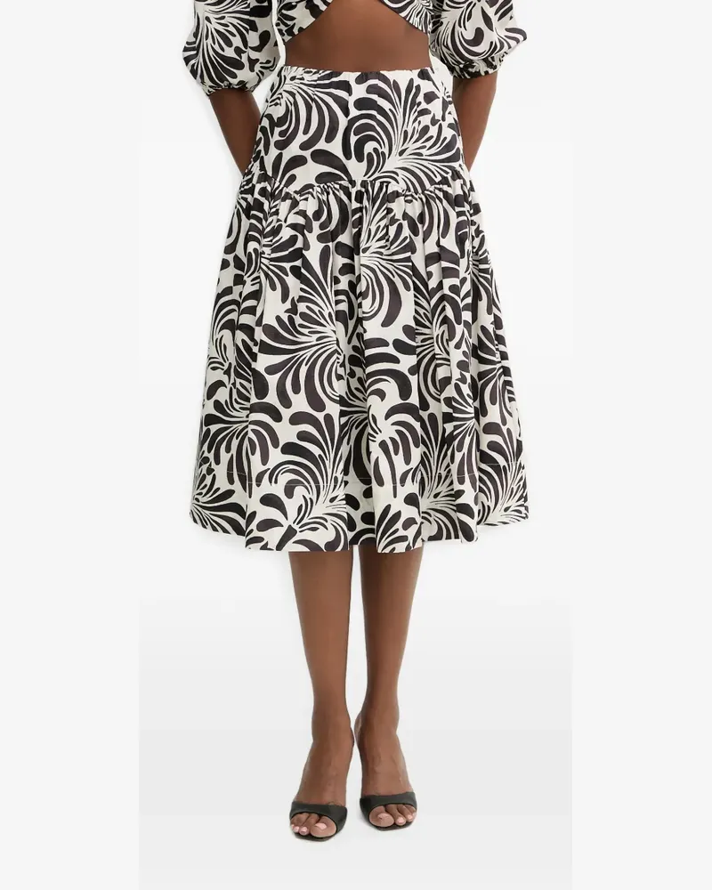 Twin-Set graphic-print puff-sleeve midi skirt set - Weiß Weiß
