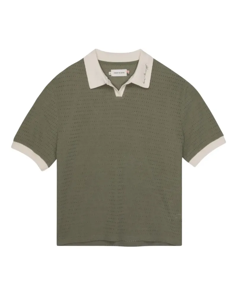 Honor The Gift Piqué-Poloshirt in Colour-Block-Optik - Grün Grün