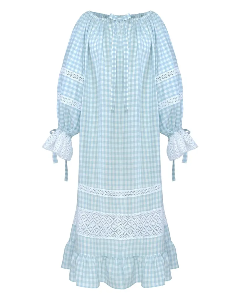SLEEPER Kariertes Midikleid - Blau Blau