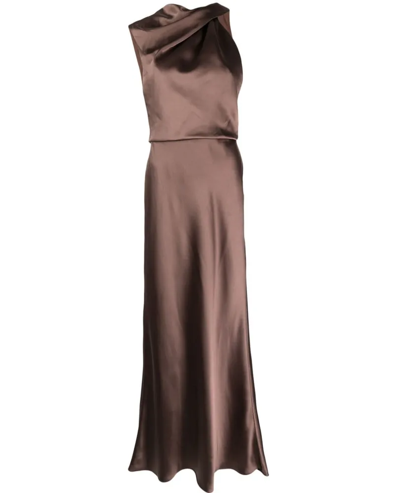 Amsale Asymmetrisches Abendkleid aus Satin - Braun Braun