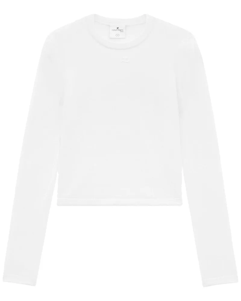 Courrèges Gerippter Pullover mit Logo-Stickerei - Weiß Weiß