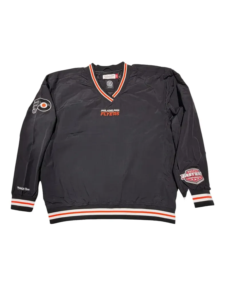 Mitchell & Ness logo-patch V-neck sweater - Schwarz Schwarz