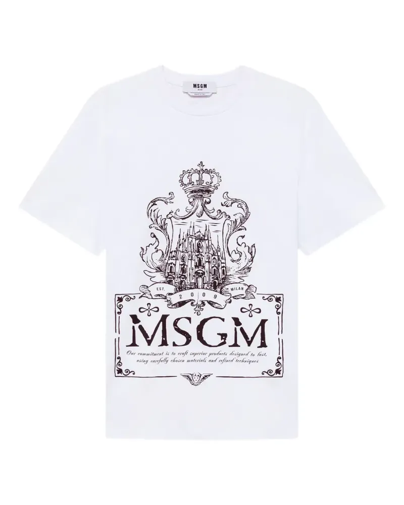 MSGM T-Shirt mit Logo-Print - Weiß Weiß