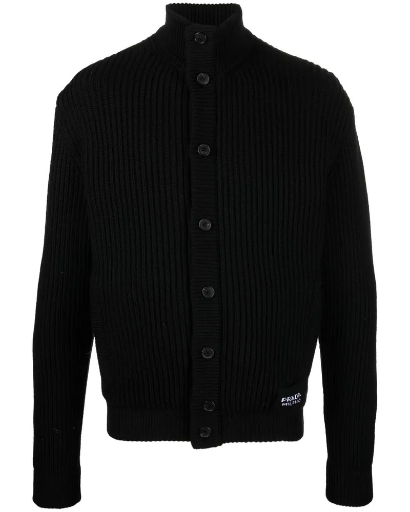 Prada Gerippter Cardigan Schwarz