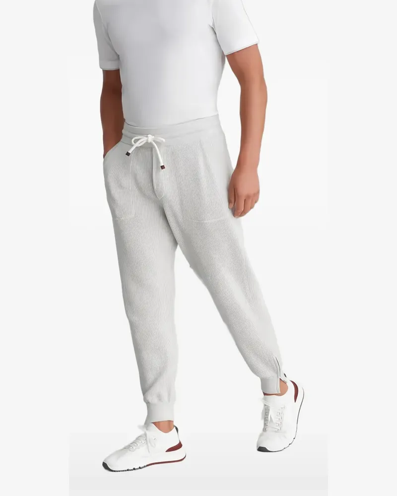 Brunello Cucinelli ribbed drawstring track pants - Grau Grau