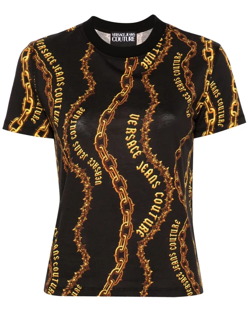 Versace Jeans T-Shirt mit Chain Couture-Print Schwarz