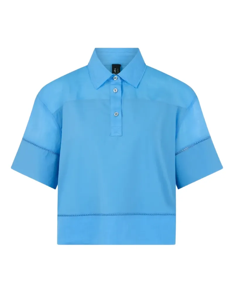 Marc Cain Rethink Together short-sleeve stitched blouse - Blau Blau