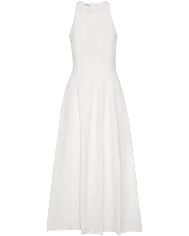 Brunello Cucinelli Maxikleid mit Falten - Weiß Weiß