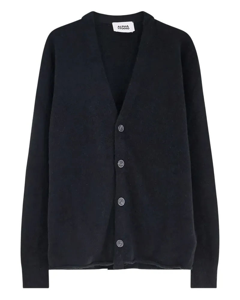 Alpha Studio button V-neck cardigan - Schwarz Schwarz