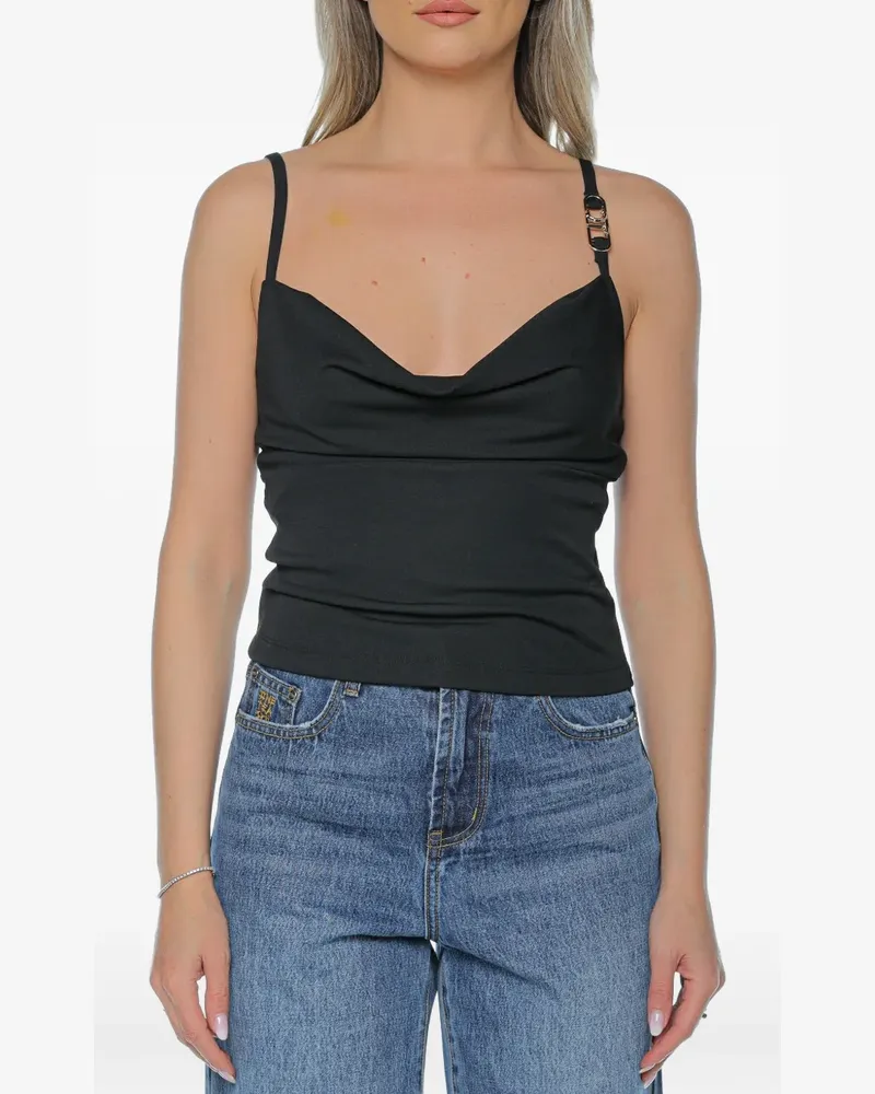 Just Cavalli cowl-neck logo-plaque top - Schwarz Schwarz