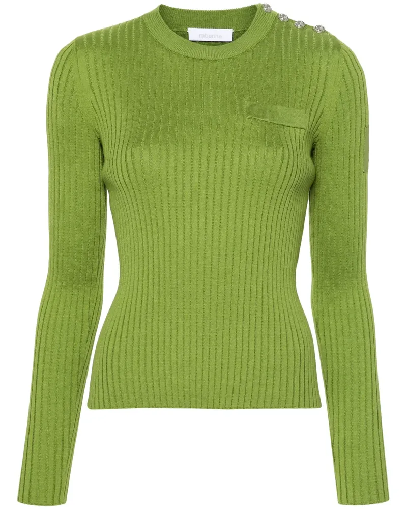 Paco Rabanne Geripptes Strickoberteil - Grün Grün