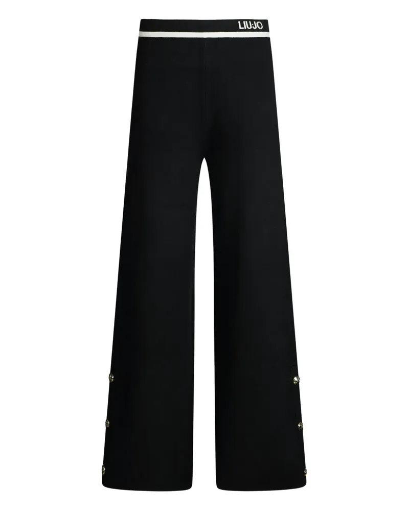 Liu Jo Gerade Hose mit Logo-Knöpfen - Schwarz Schwarz