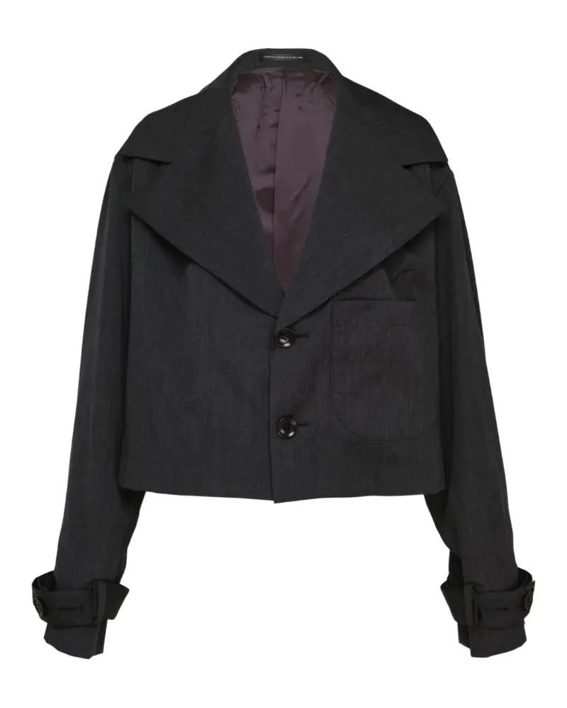 Yohji Yamamoto wide-collar belted-cuff jacket - Grau Grau