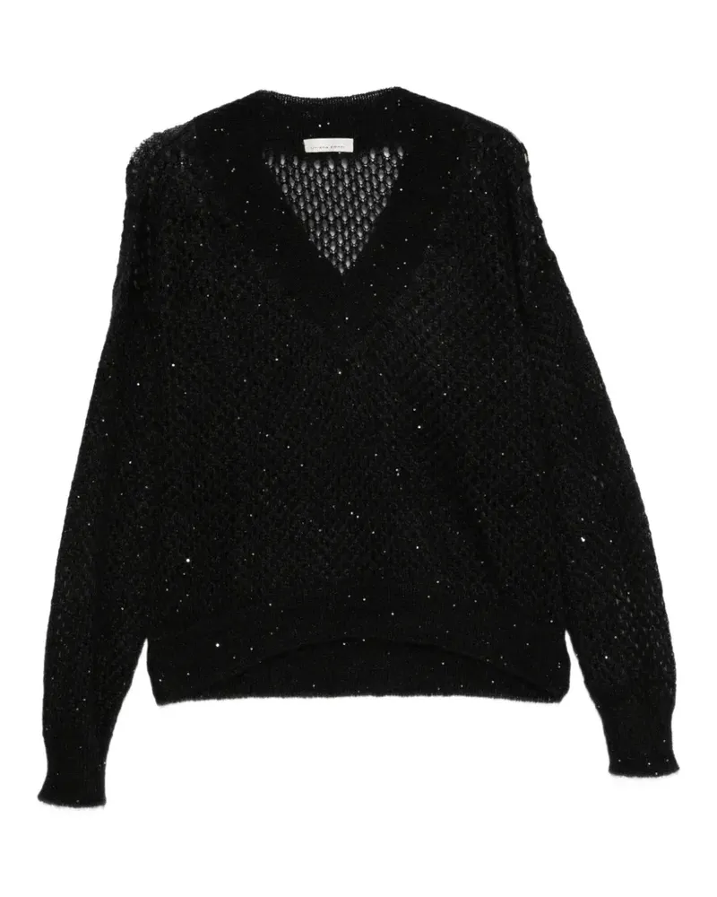 Liviana Conti sequin-embellished open-knit sweater - Schwarz Schwarz