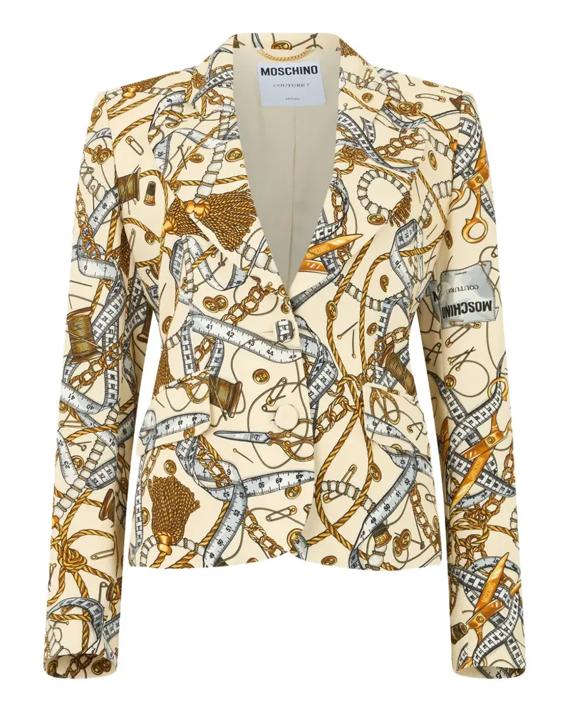Moschino sewing-print slim-fit jacket - Nude Nude