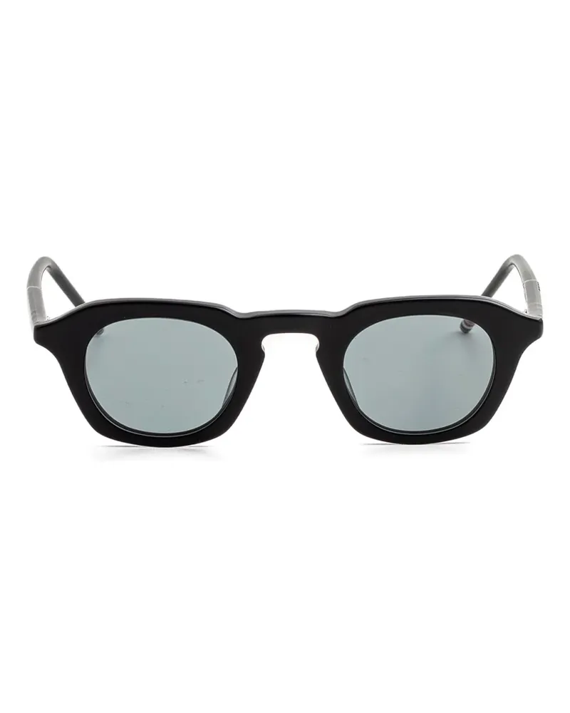 Thom Browne Sonnenbrille mit geometrischem Gestell - Schwarz Schwarz