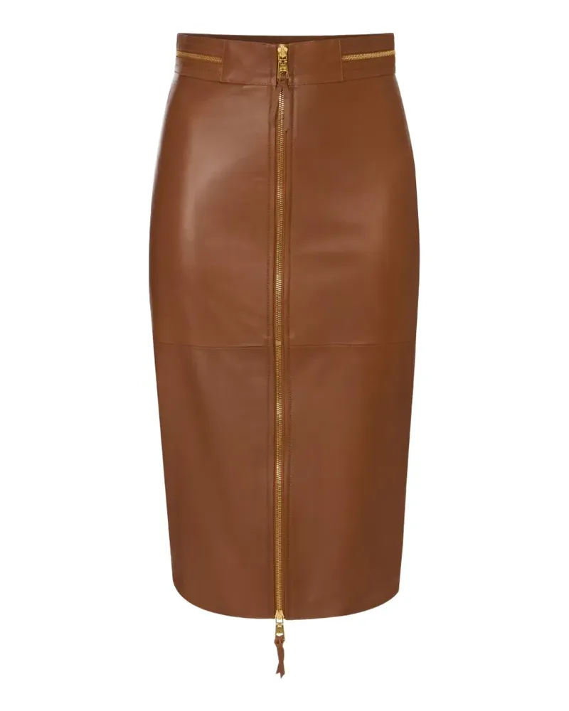 Elisabetta Franchi leather skirt with zip - Braun Braun