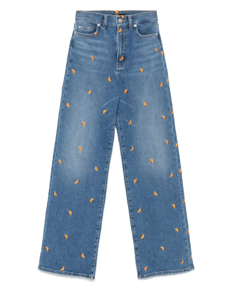 Maje Jeans mit Früchtestickerei - Blau Blau