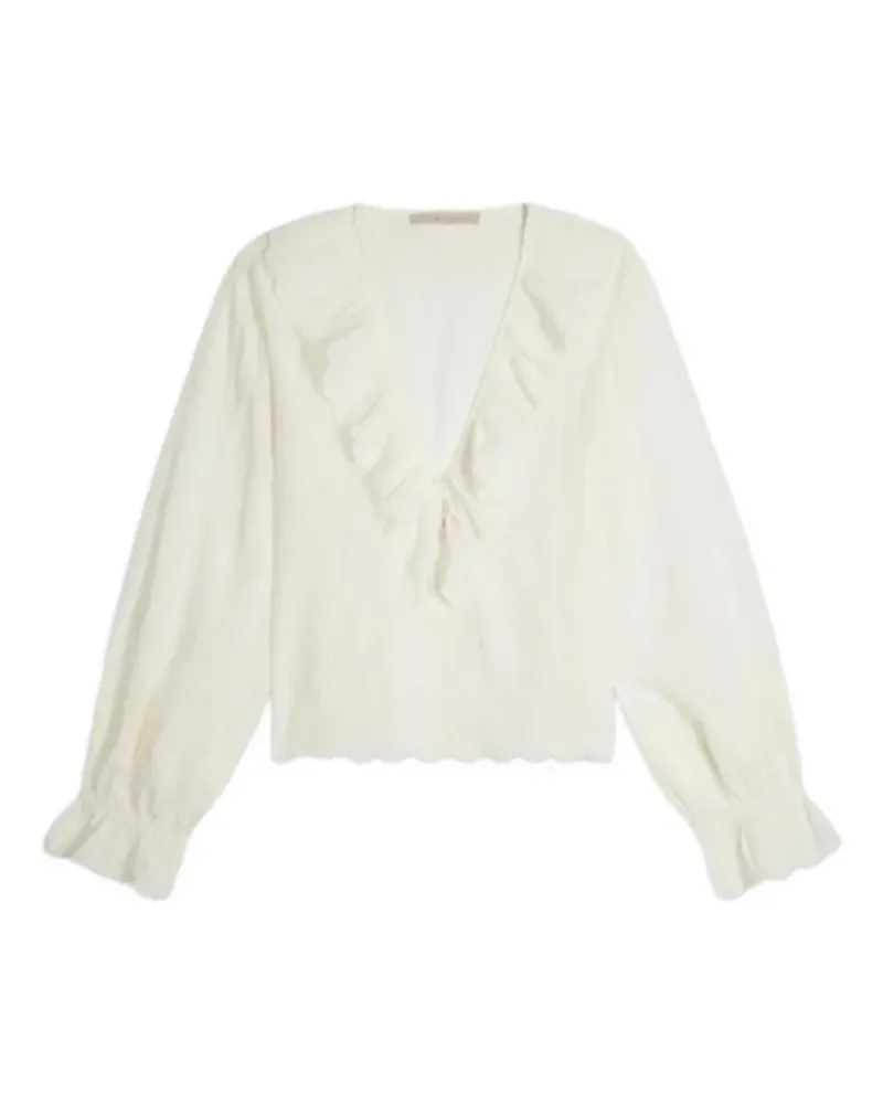 Vanessa Bruno Helea ruffled-collar embroidered blouse - Nude Nude