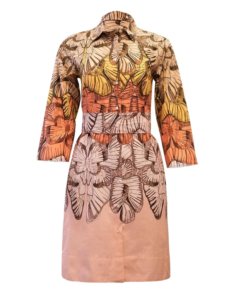 Sara Roka Tonia Midikleid mit Schmetterling-Print - Nude Nude