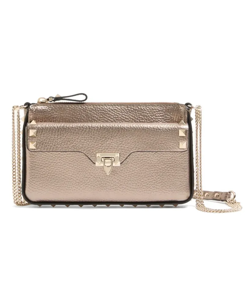 Valentino Garavani Rockstud Tasche aus laminiertem, körnigem Kalbsleder - Braun Braun