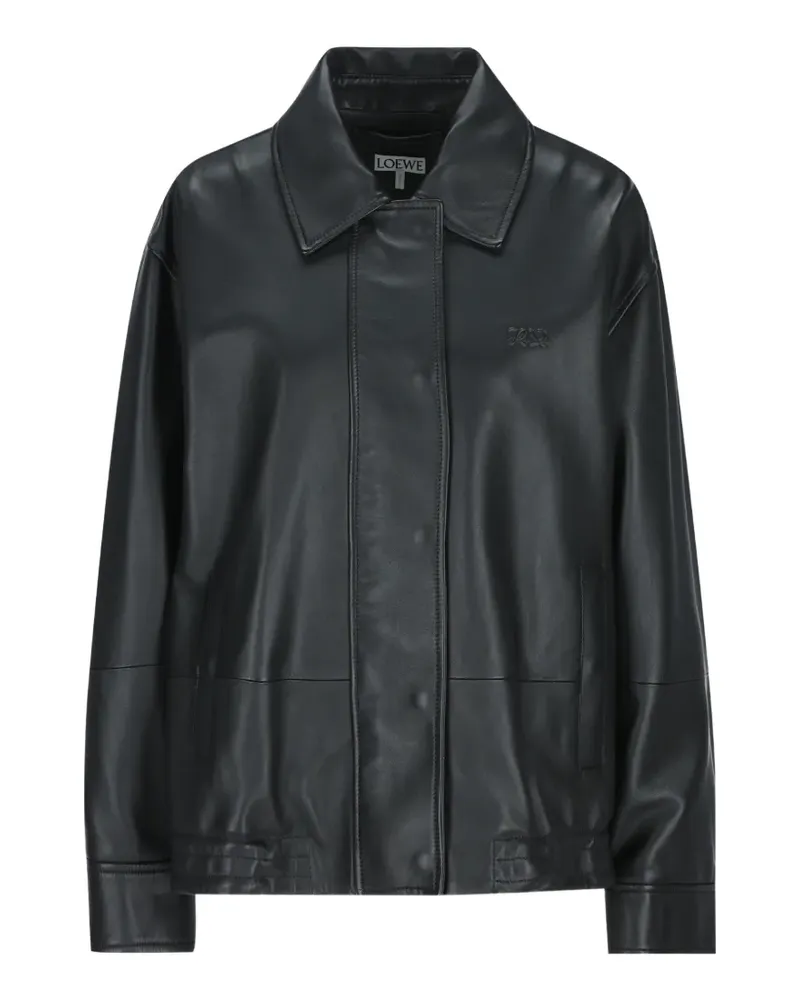 Loewe logo-embossed leather jacket - Schwarz Schwarz