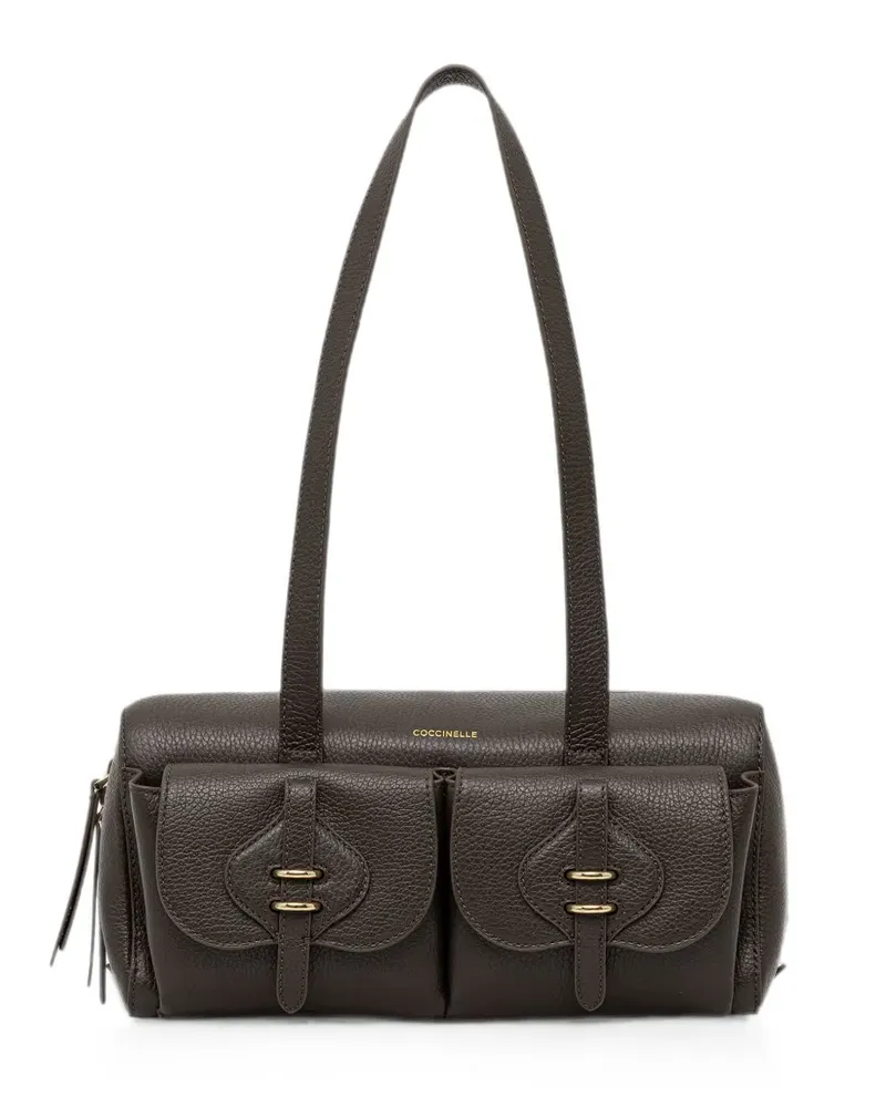 Coccinelle grainy-leather pocket-detail tote bag - Braun Braun