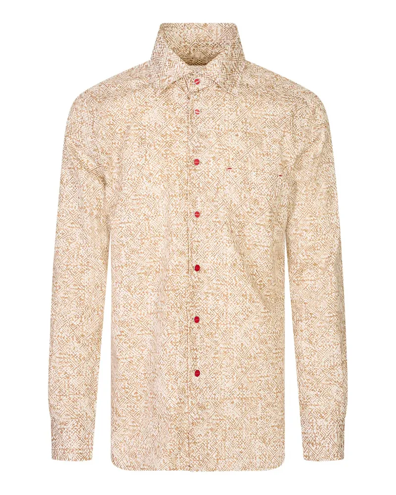 Kiton geometric-print shirt - Nude Nude