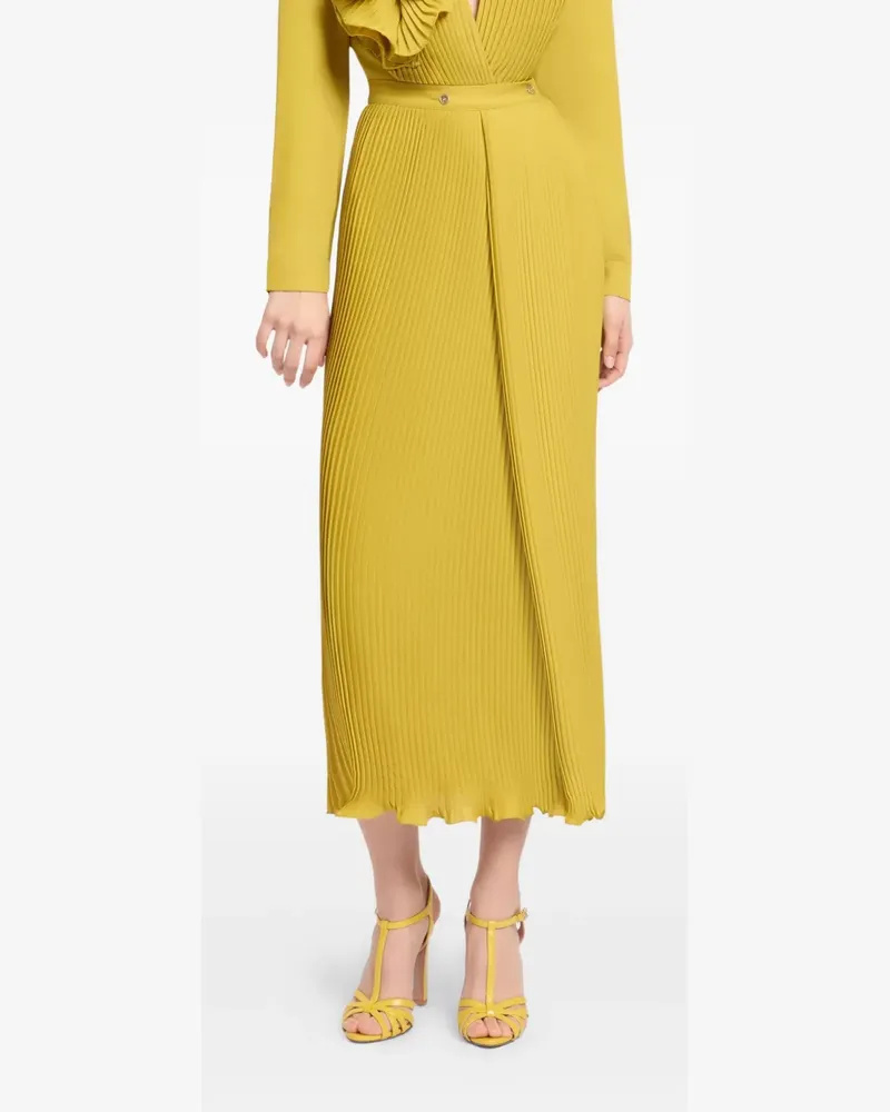 Elie Saab Faltenrock aus Chiffon - Gelb Gelb