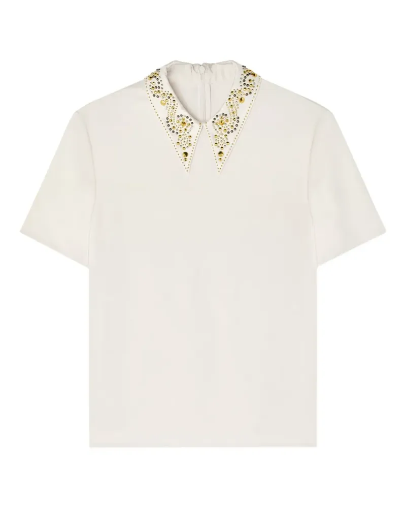 Versace Kurzärmeliges Top mit verziertem Kragen - Nude Nude