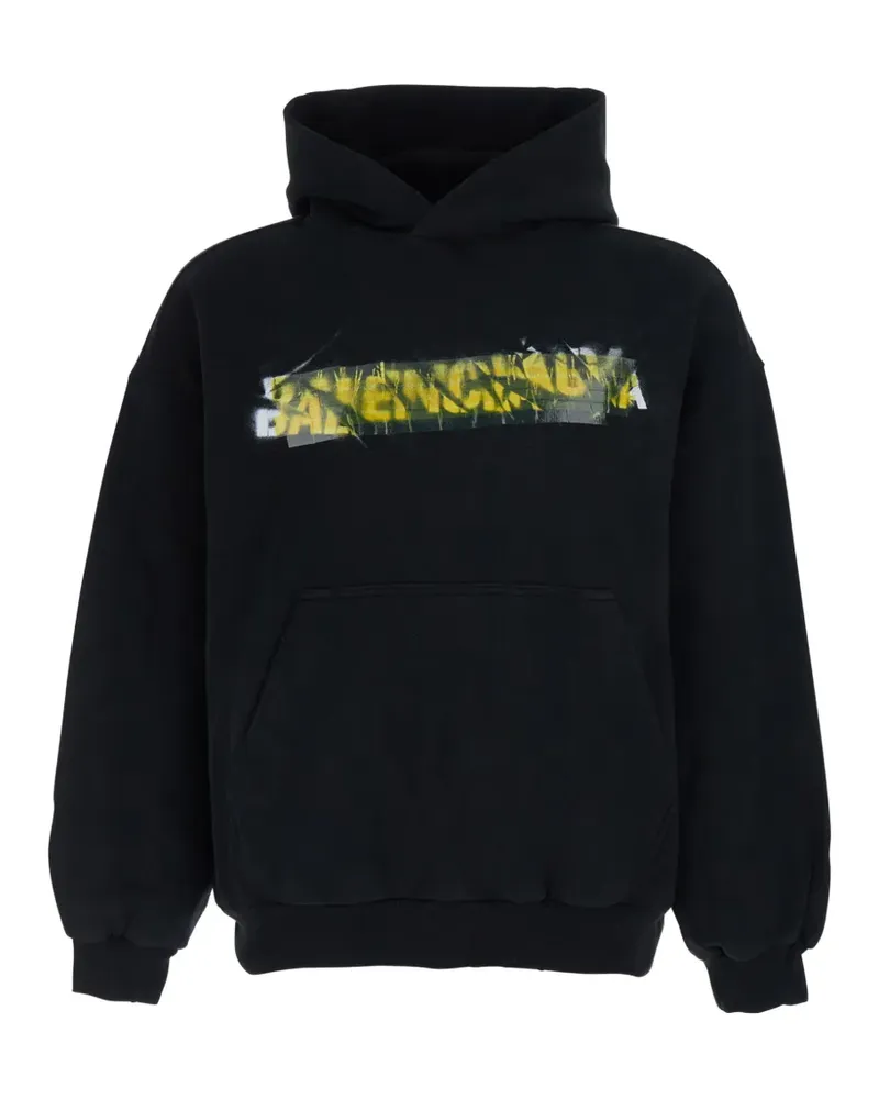 Balenciaga logo-print hoodie - Schwarz Schwarz