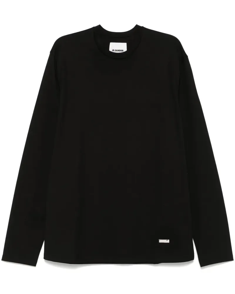 Jil Sander T-Shirt mit Logo-Schild - Schwarz Schwarz