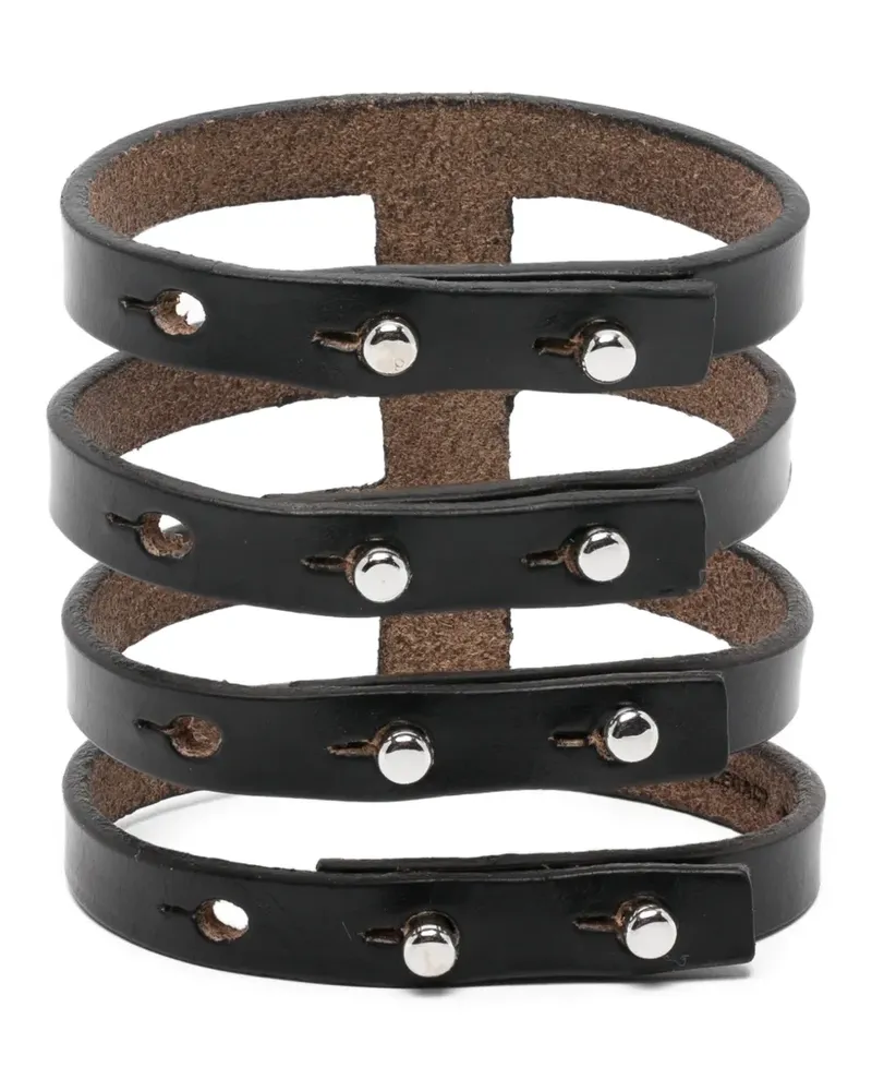 Our Legacy Rib cage leather bracelet - Schwarz Schwarz