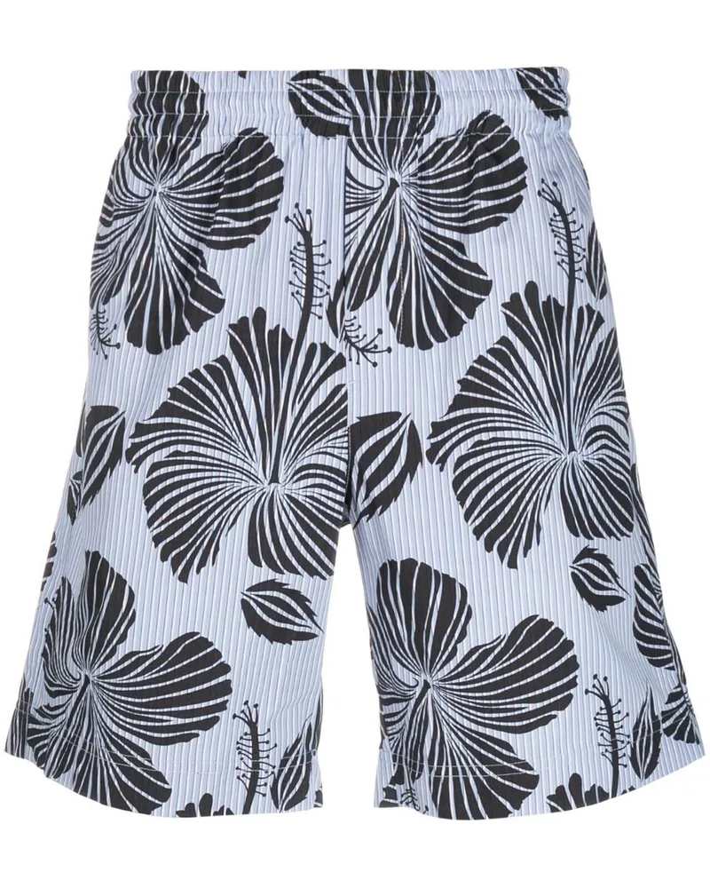 MSGM Bermudas mit Hibiskus-Print - Blau Blau