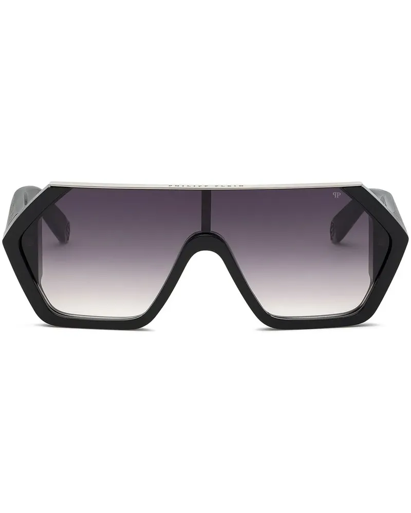 Philipp Plein Sonnenbrille mit Oversized-Gestell - Schwarz Schwarz