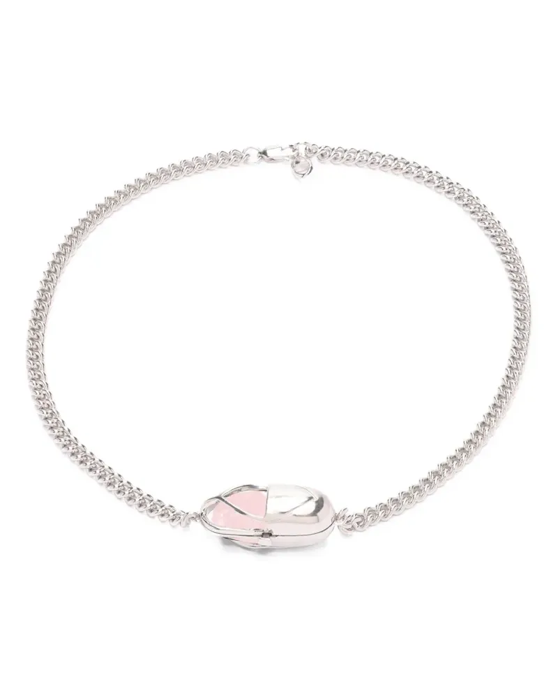 CAPSULE ELEVEN Capsule Crystal pink quartz necklace - Silber Silber
