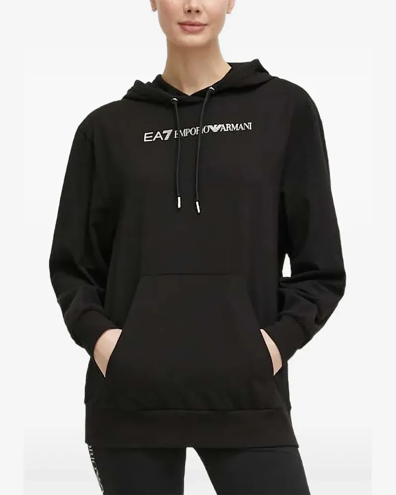 EA7 Hoodie mit Logo - Schwarz Schwarz