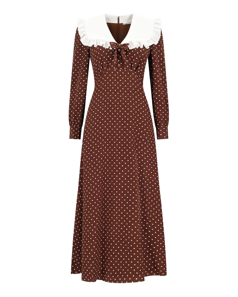 Alessandra Rich polka-dot ruffled silk dress - Braun Braun