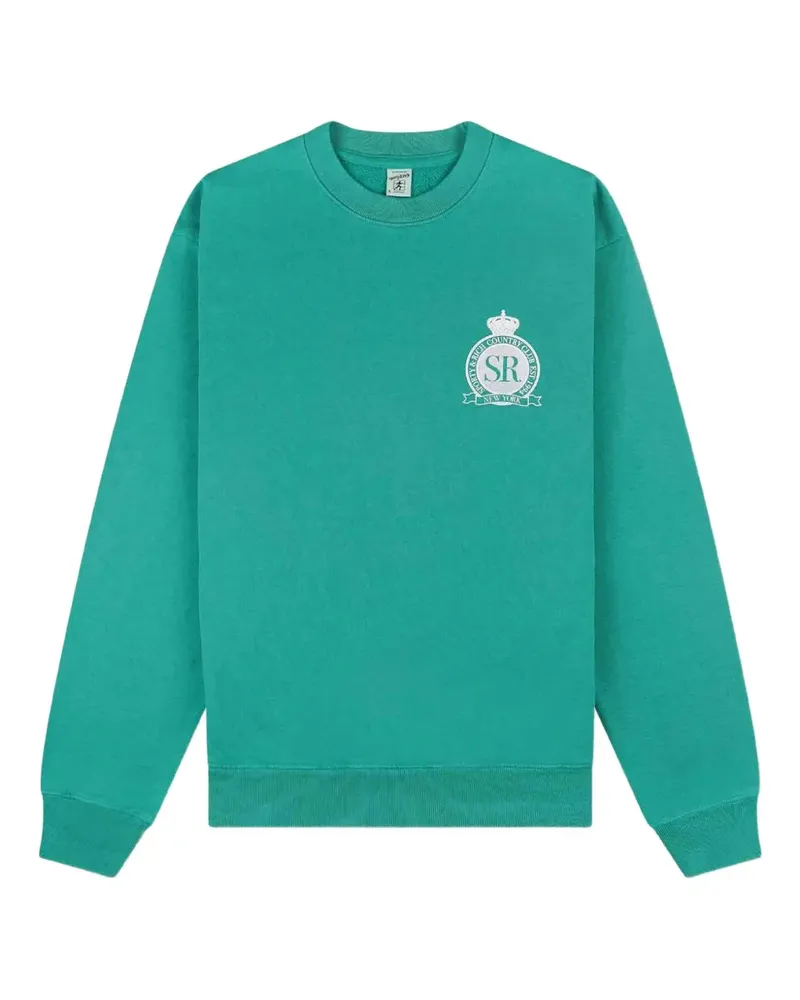 SPORTY & RICH Pullover mit Logo-Stickerei - Grün Grün