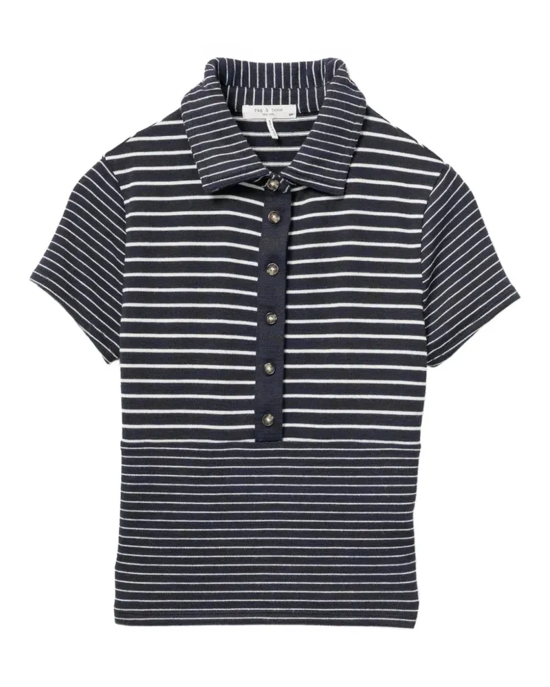 Rag & Bone Gestreiftes Poloshirt - Blau Blau