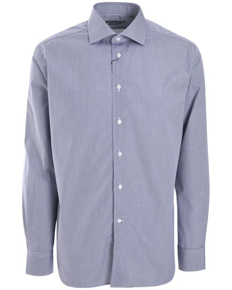 Corneliani Hemd mit Mini-Karo - Blau Blau