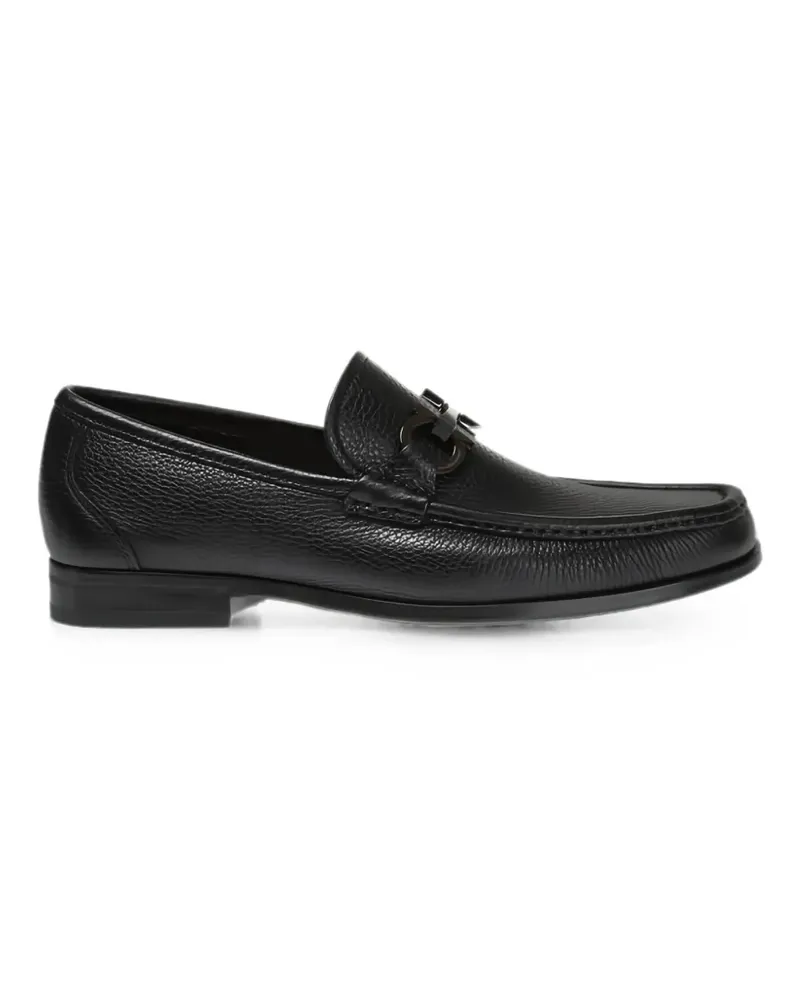 Ferragamo Gancini Loafer aus gekörntem Leder - Schwarz Schwarz