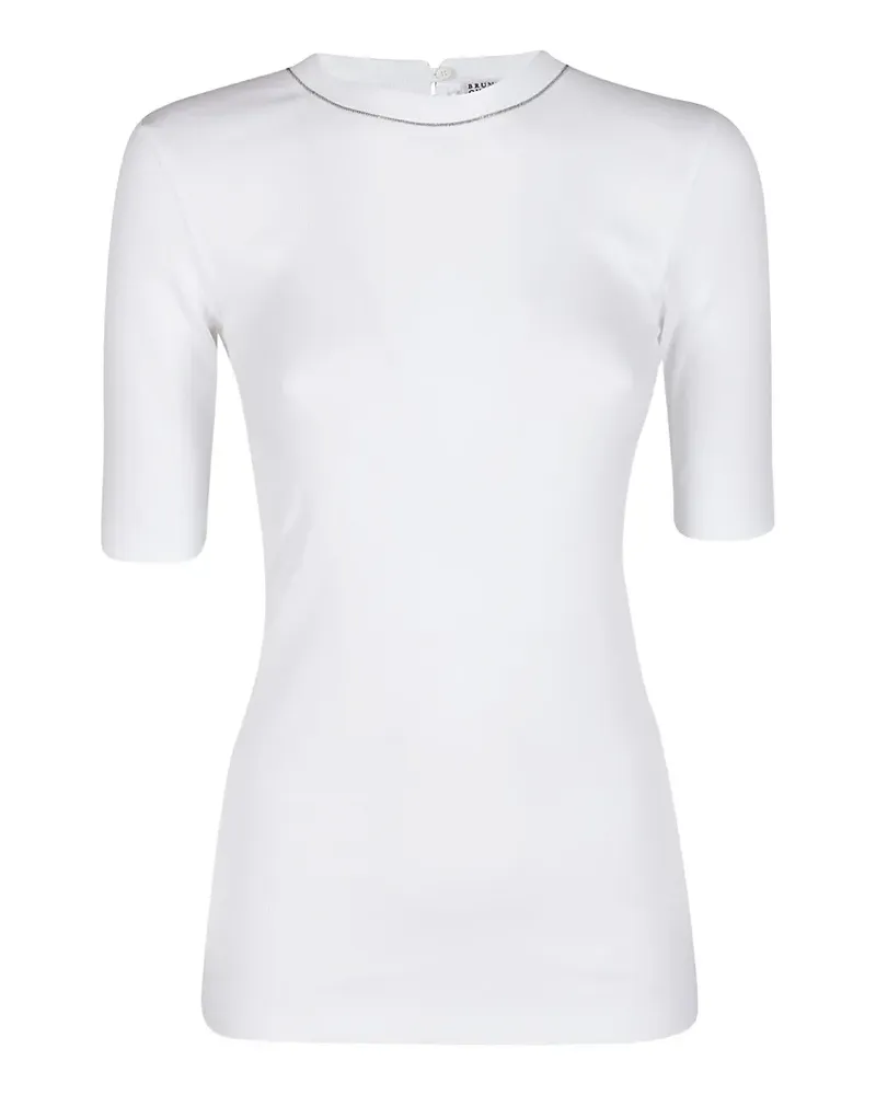 Brunello Cucinelli monili-trim short-sleeve T-shirt - Weiß Weiß
